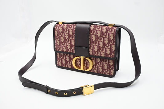 Dior Montaigne 30 in Burgundy Oblique Canvas
