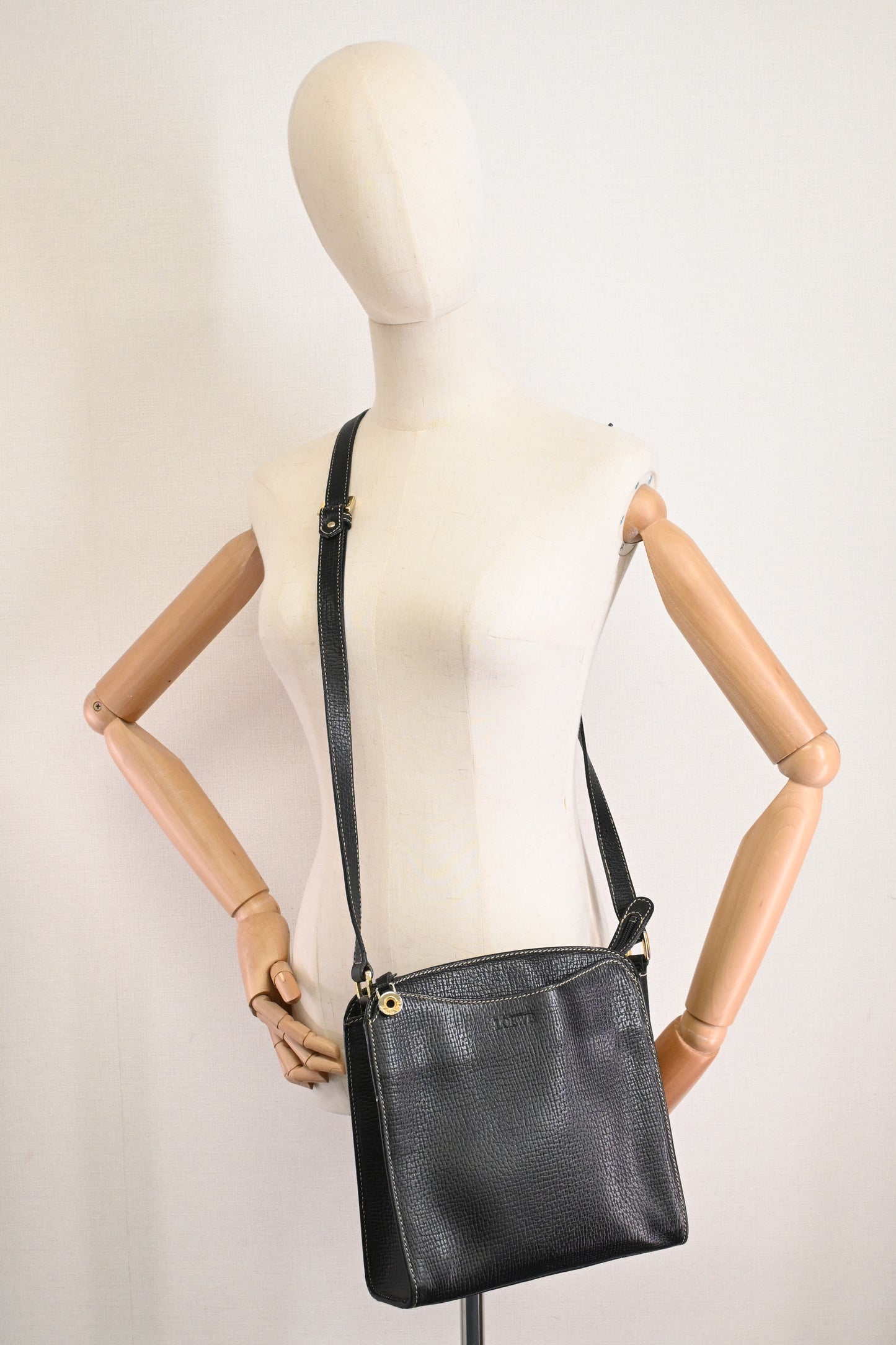 Loewe Square Crossbody in Black Leather