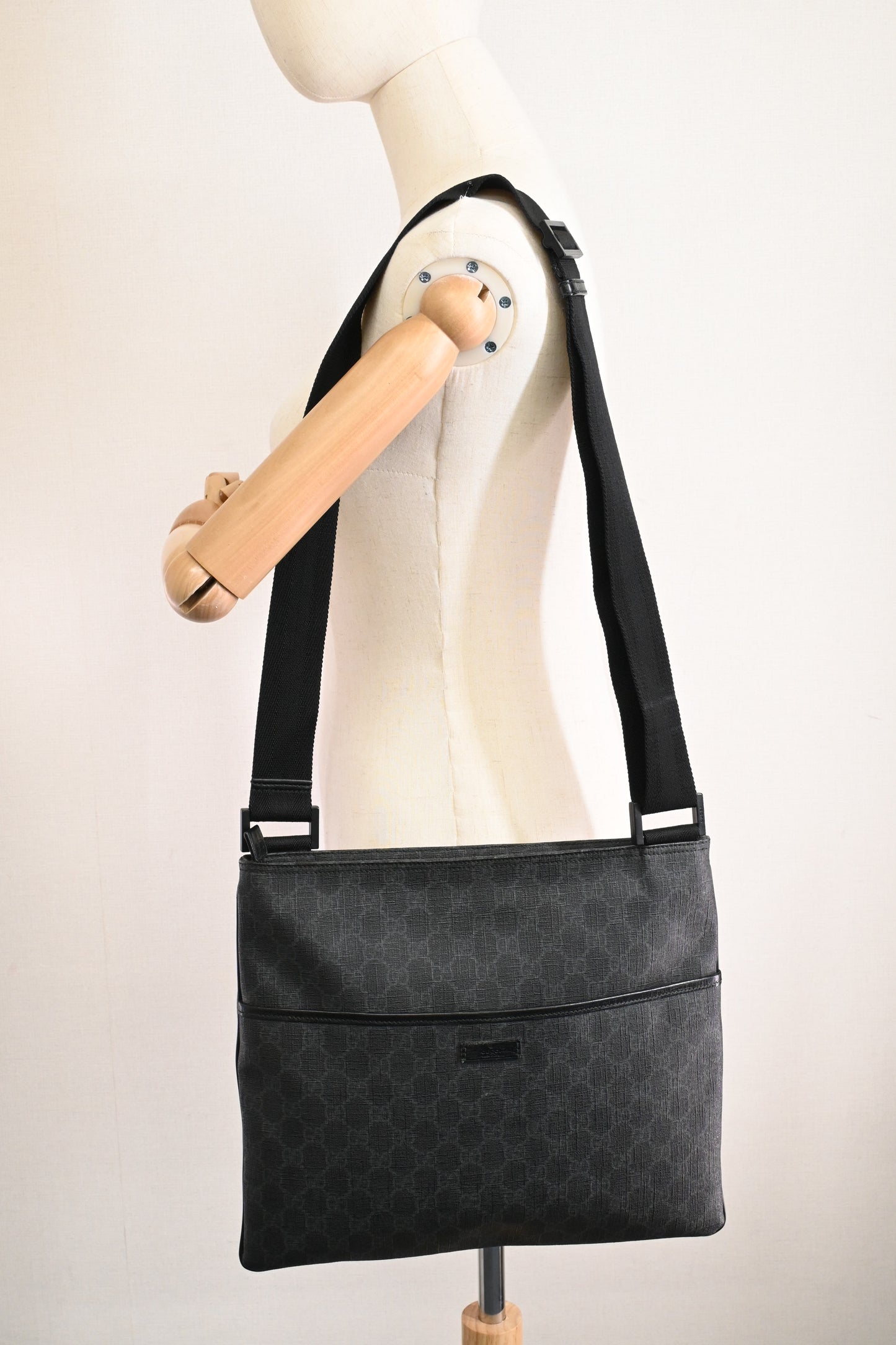 Gucci Square Crossbody in Black GG Supreme Canvas