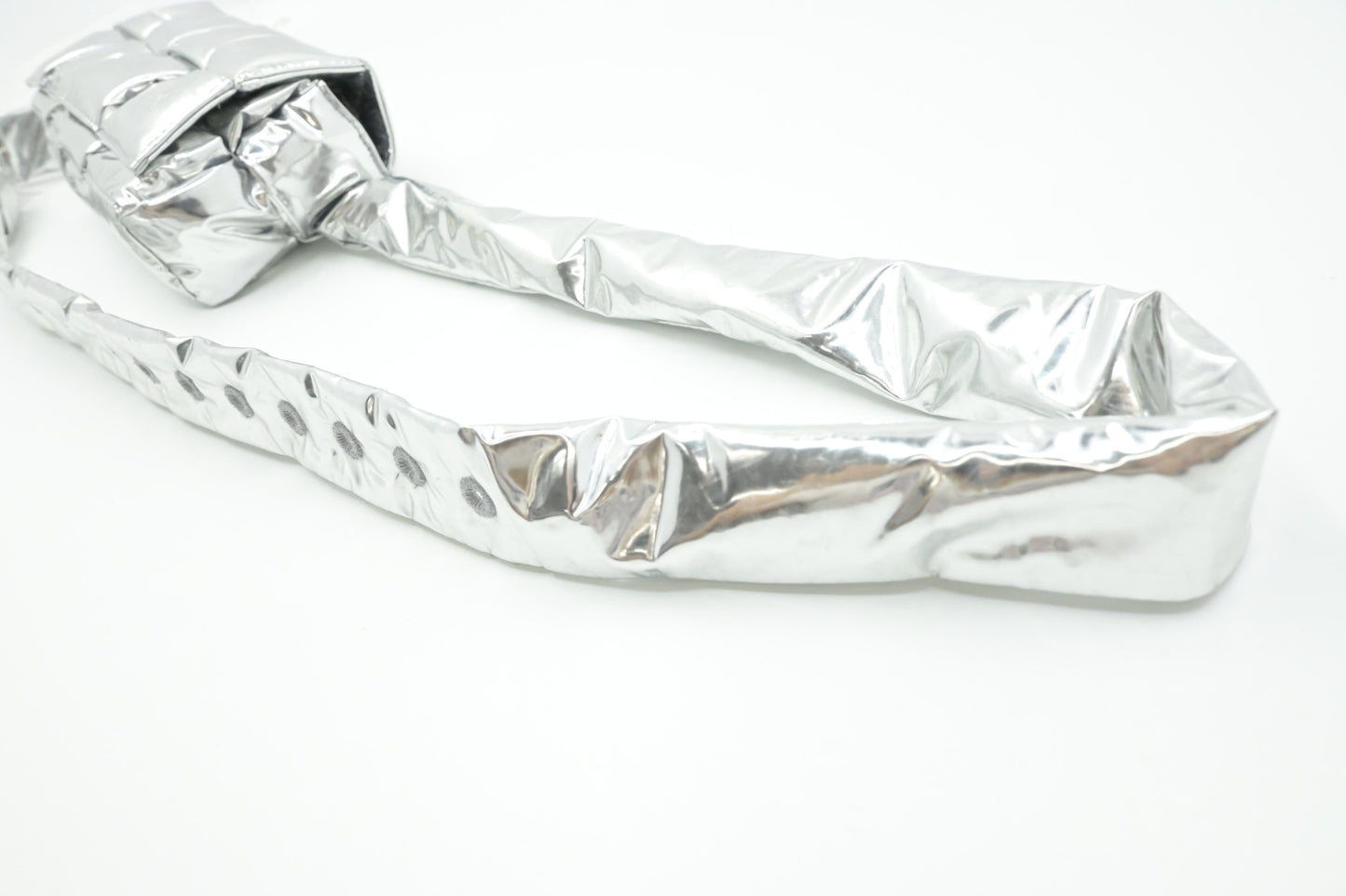 Bottega Veneta Cassette Body Bag in Silver Miror Canvas