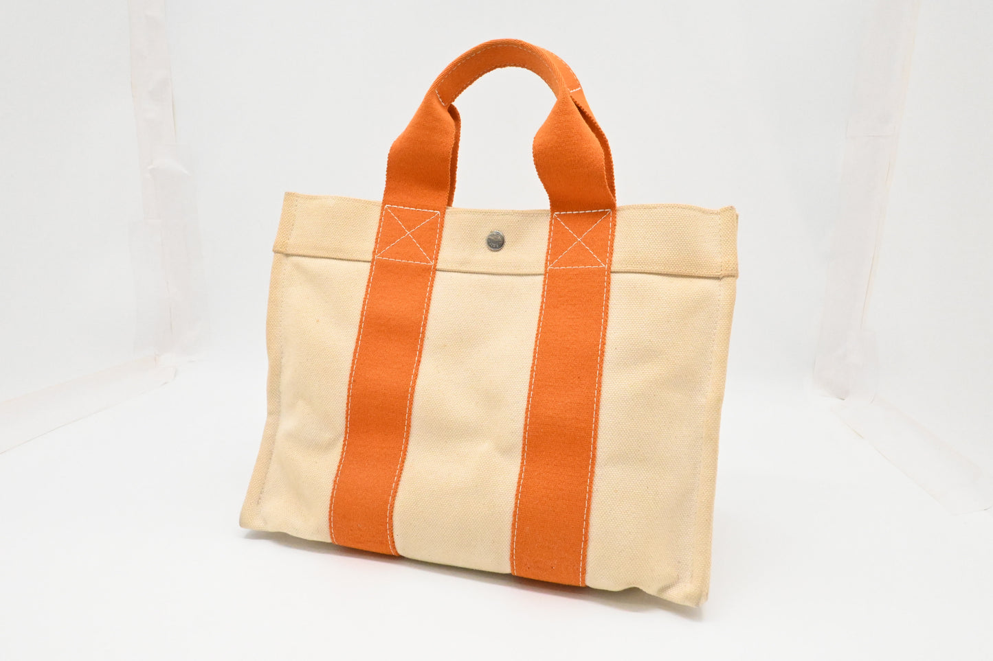 Hermes Bora Bora Tote in Beige and Orange Canvas
