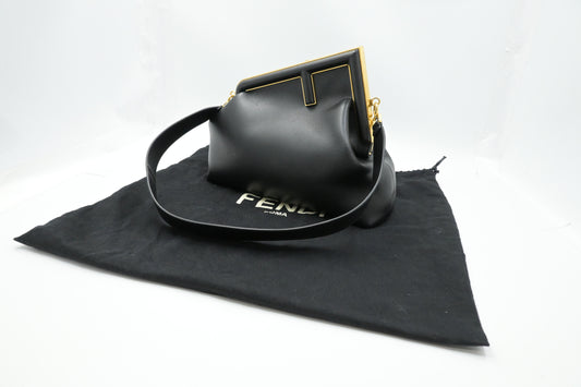 Fendi First Shoulder Bag in Black Leather