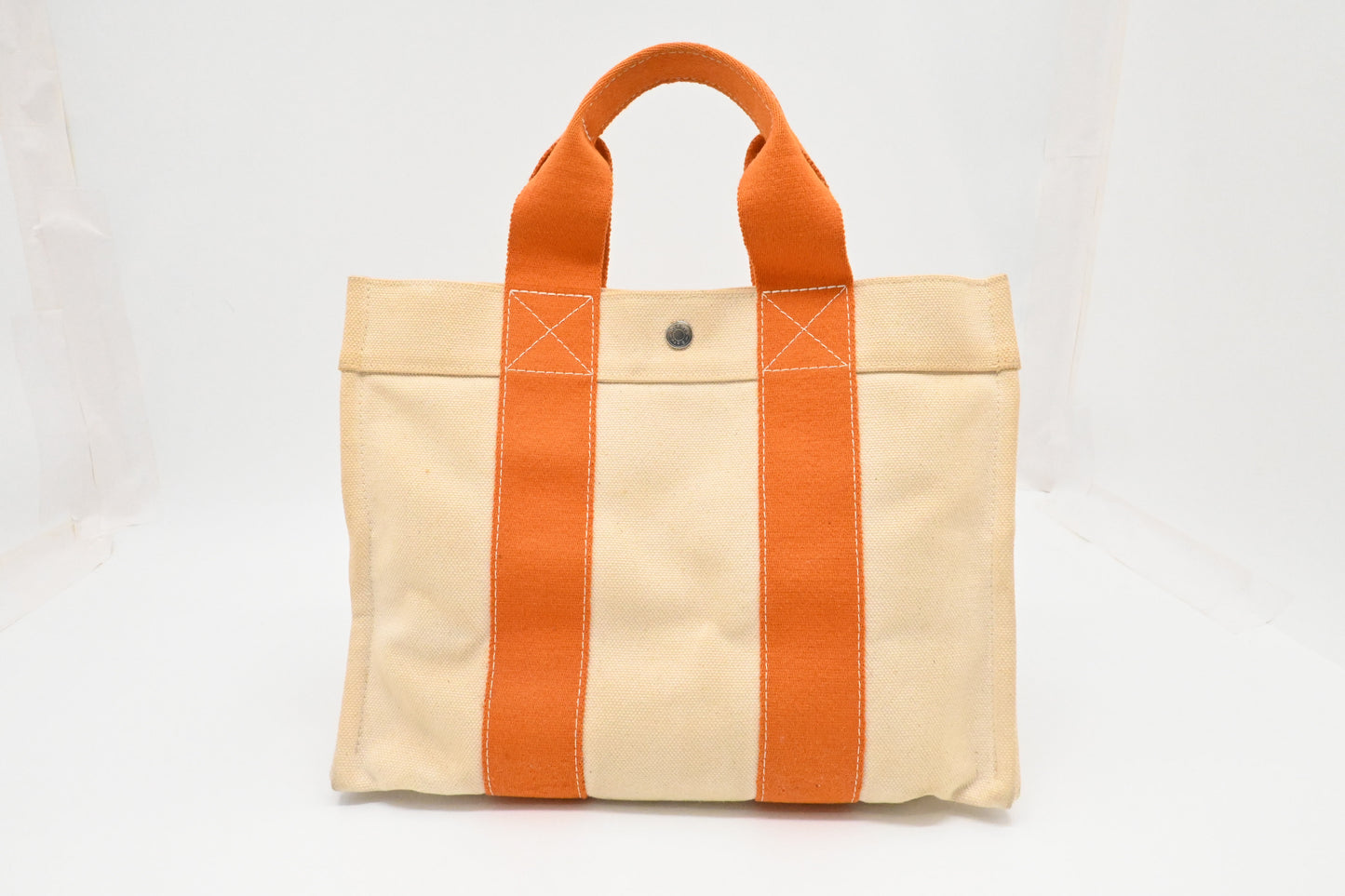 Hermes Bora Bora Tote in Beige and Orange Canvas