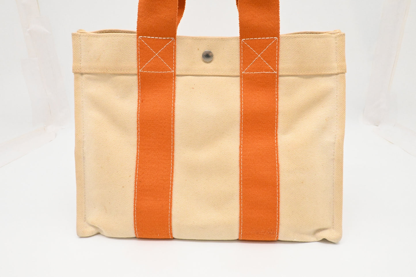 Hermes Bora Bora Tote in Beige and Orange Canvas