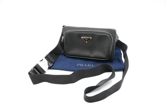 Prada Belt Bag in Black Saffiano Leather
