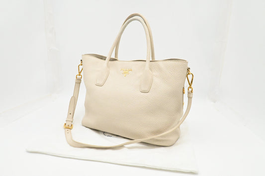 Prada Tote in Off White Leather