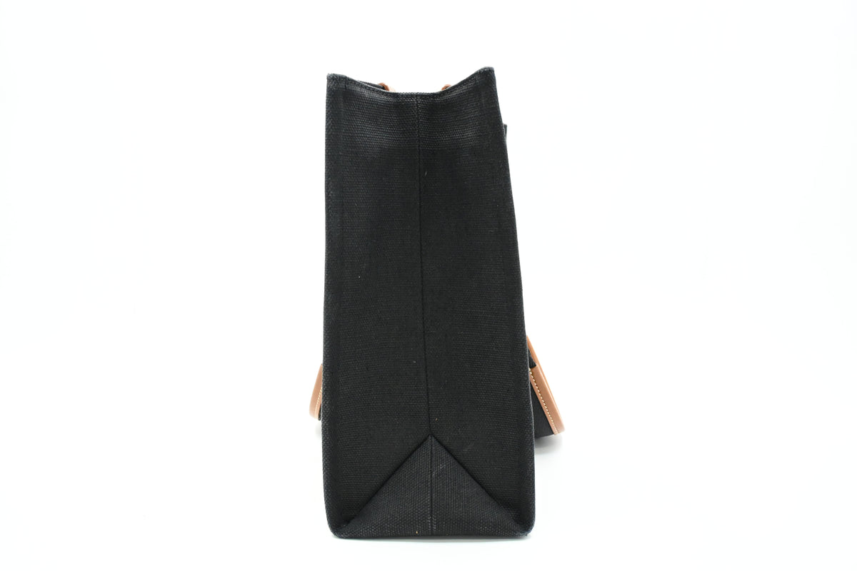 Chloe Woody Medium Tote in Black Canvas