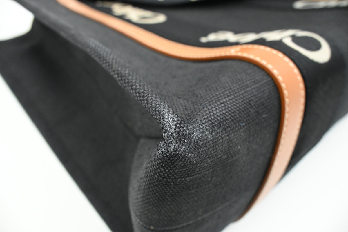Chloe Woody Medium Tote in Black Canvas