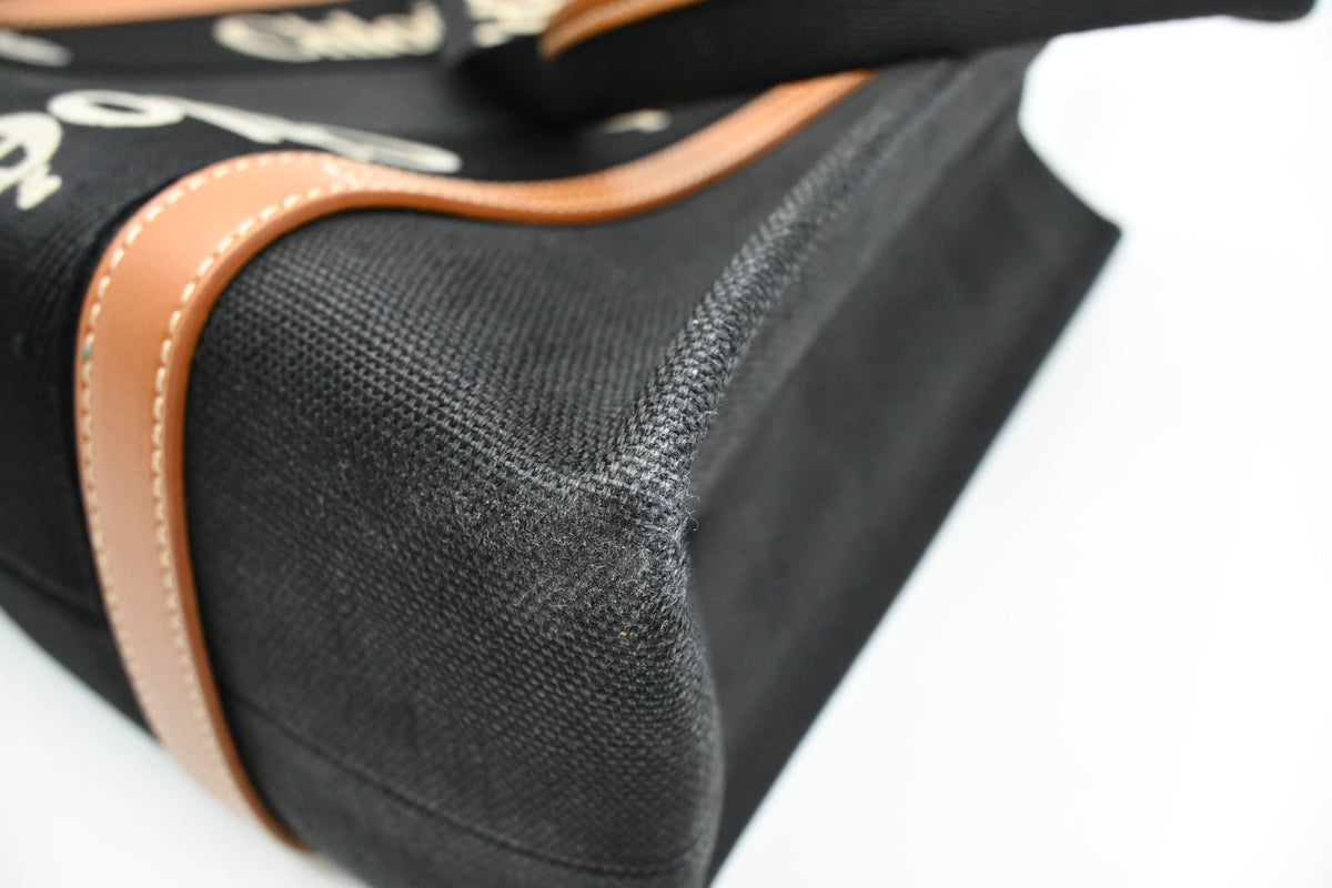 Chloe Woody Medium Tote in Black Canvas