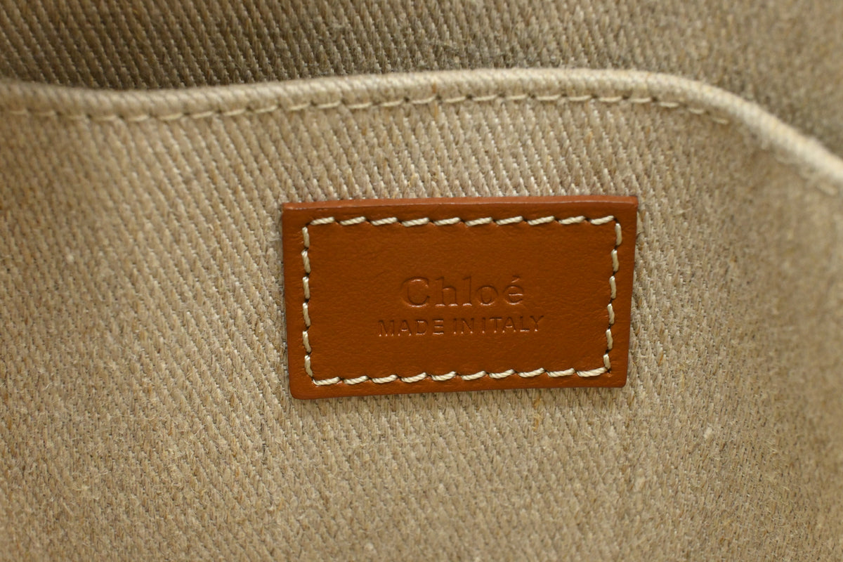 Chloe Woody Medium Tote in Black Canvas