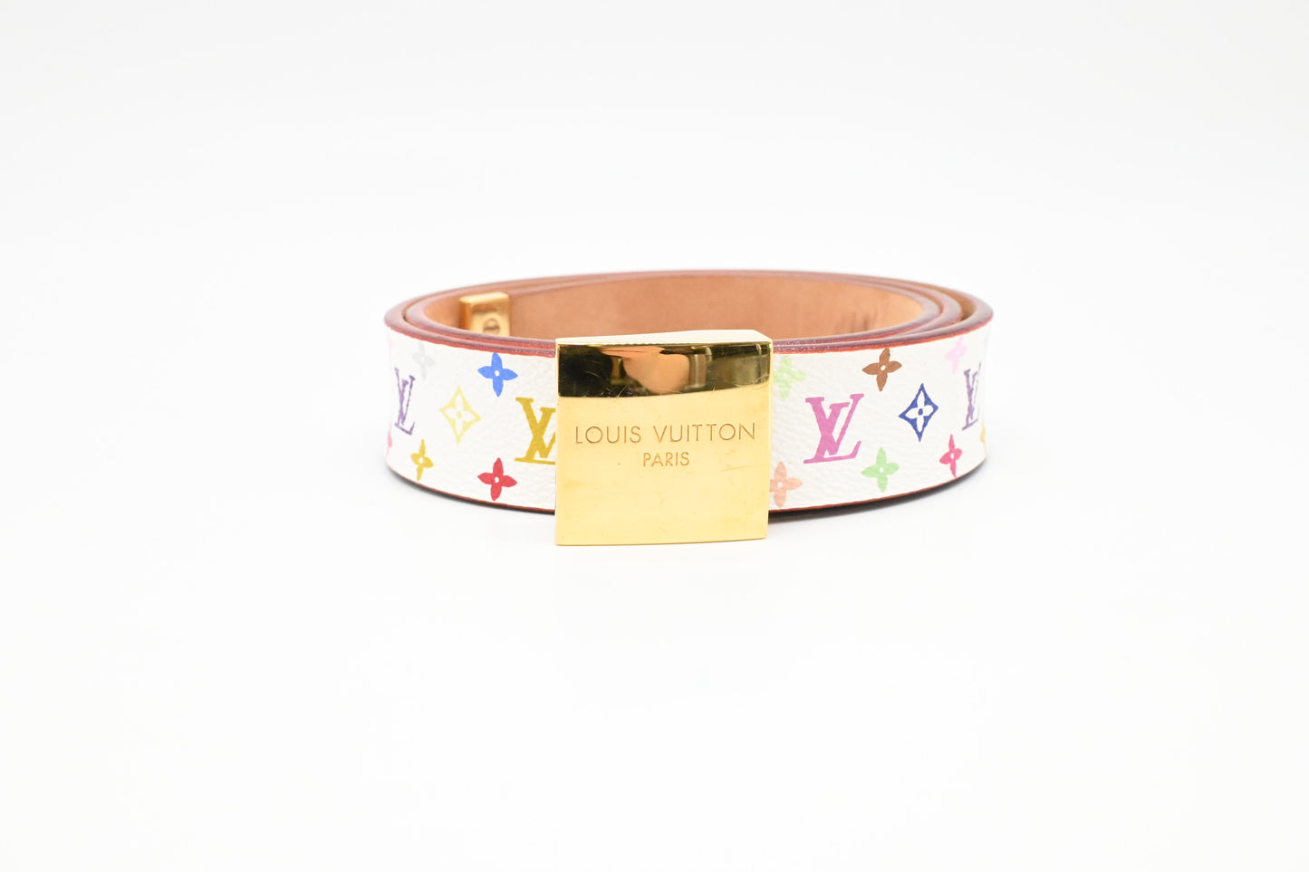 Louis Vuitton Belt in White Multicolor Monogram Canvas