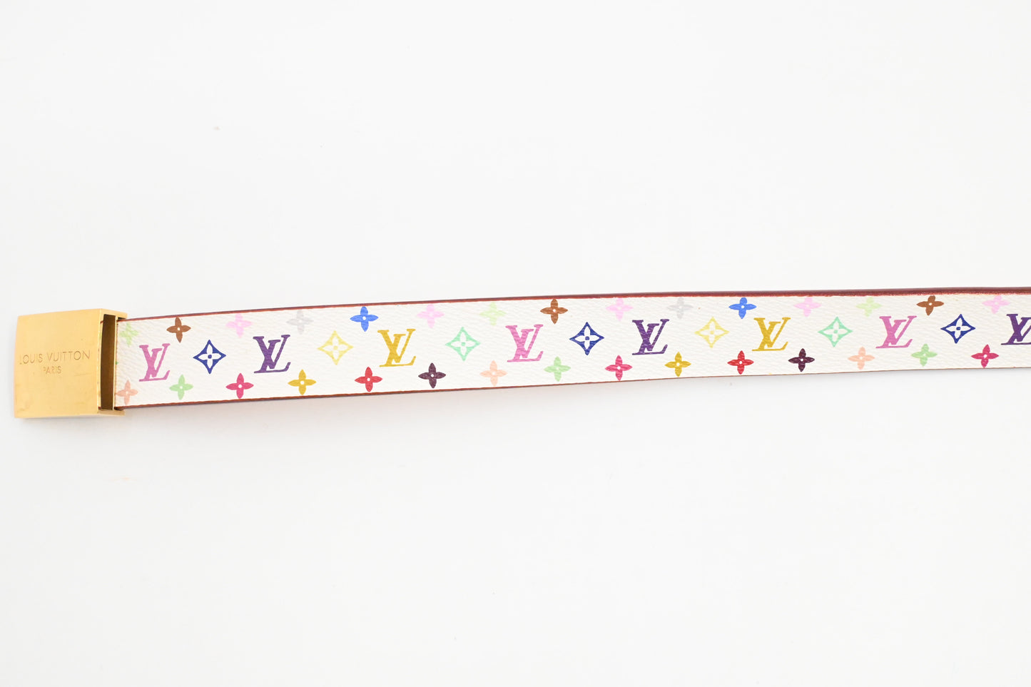 Louis Vuitton Belt in White Multicolor Monogram Canvas