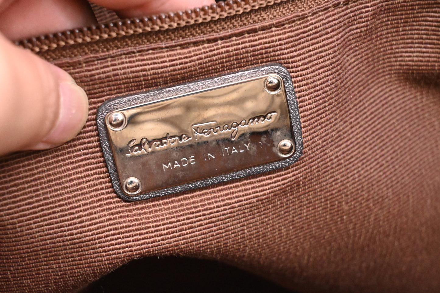 Ferragamo Tote in Gold Gancini Leather