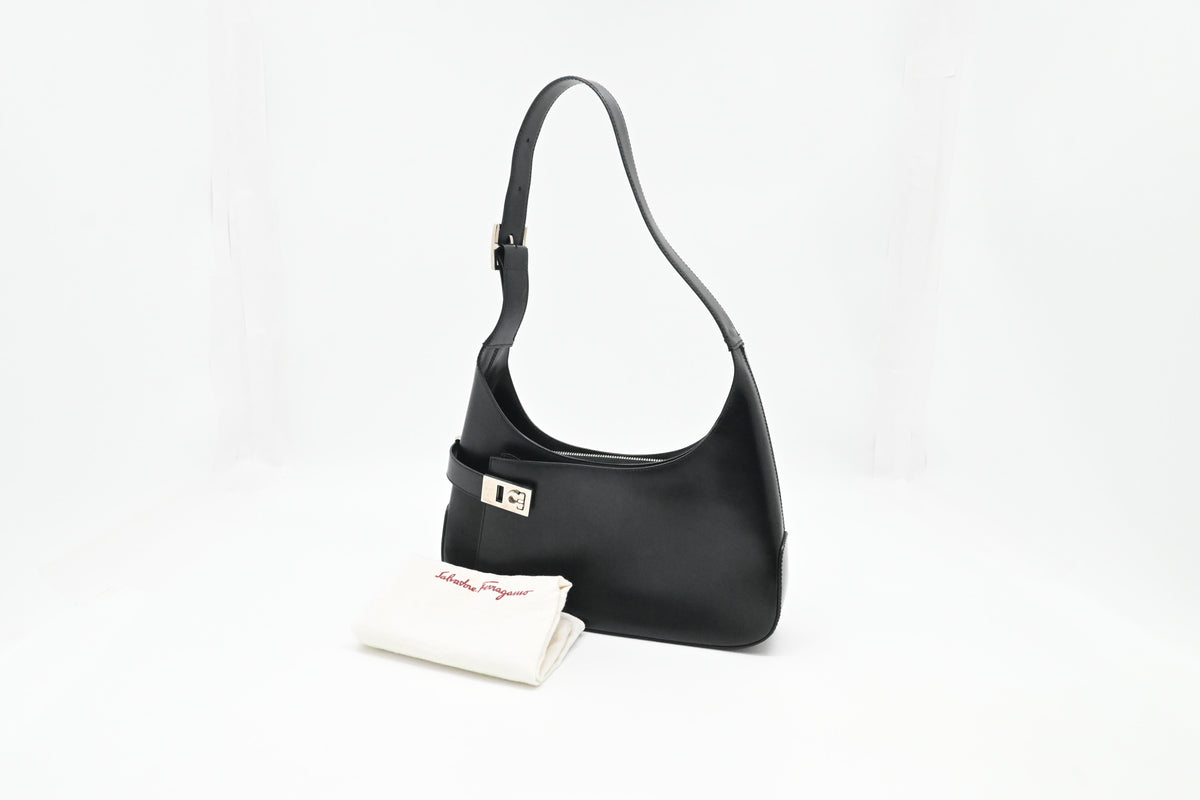 Ferragamo Shoulder Bag in Black Leather