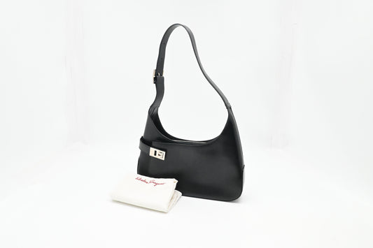 Ferragamo Shoulder Bag in Black Leather