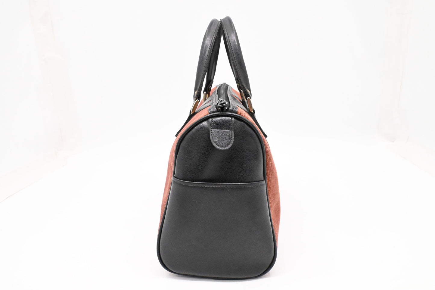 YSL Saint Laurent Boston Bag in Black Leather and Brown Canvas