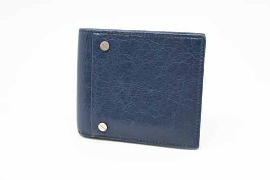 Balenciaga Bifold Wallet in Navy Blue Leather