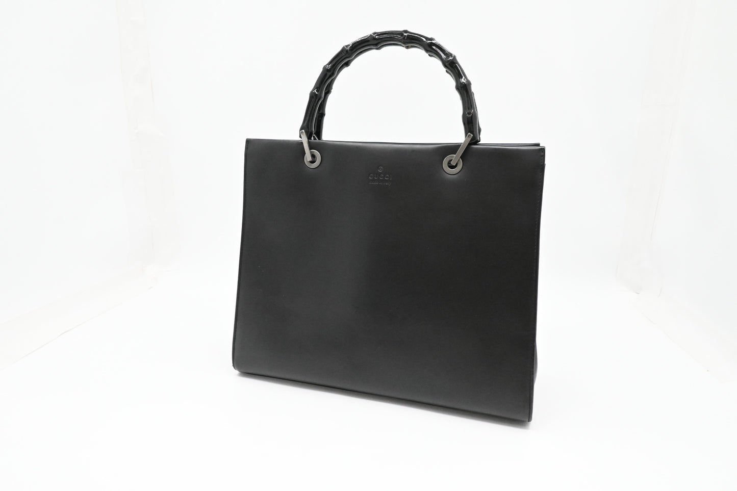 Gucci Bamboo Tote Bag in Black Leather