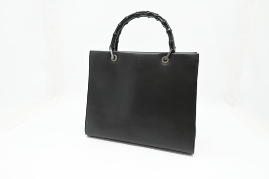 Gucci Bamboo Tote Bag in Black Leather