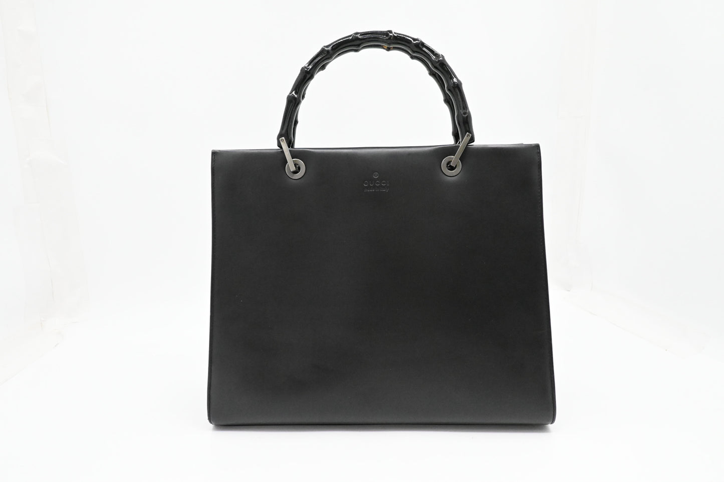 Gucci Bamboo Tote Bag in Black Leather