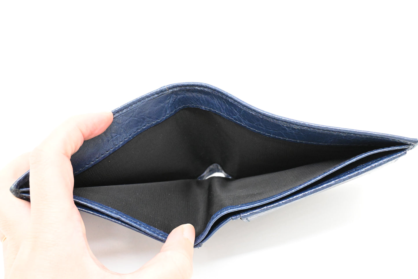 Balenciaga Bifold Wallet in Navy Blue Leather