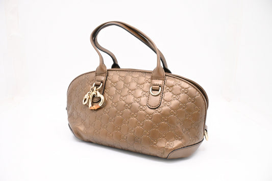 Gucci Heartbit Bag in Metallic Brown Leather