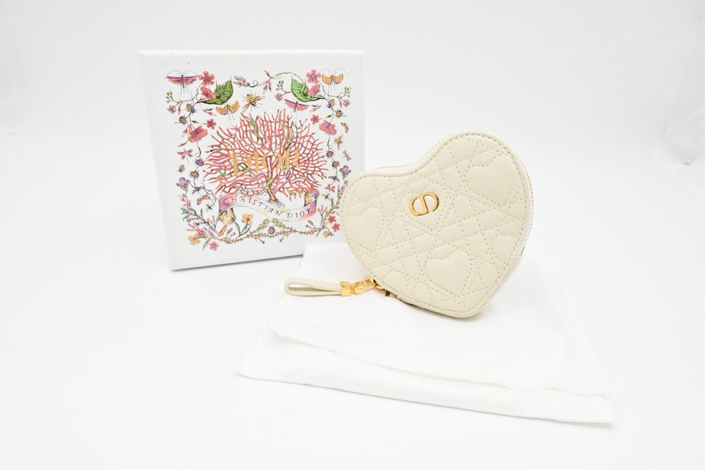 Dior Heart Mini Shoulder Case in White Heart Cannage Leather