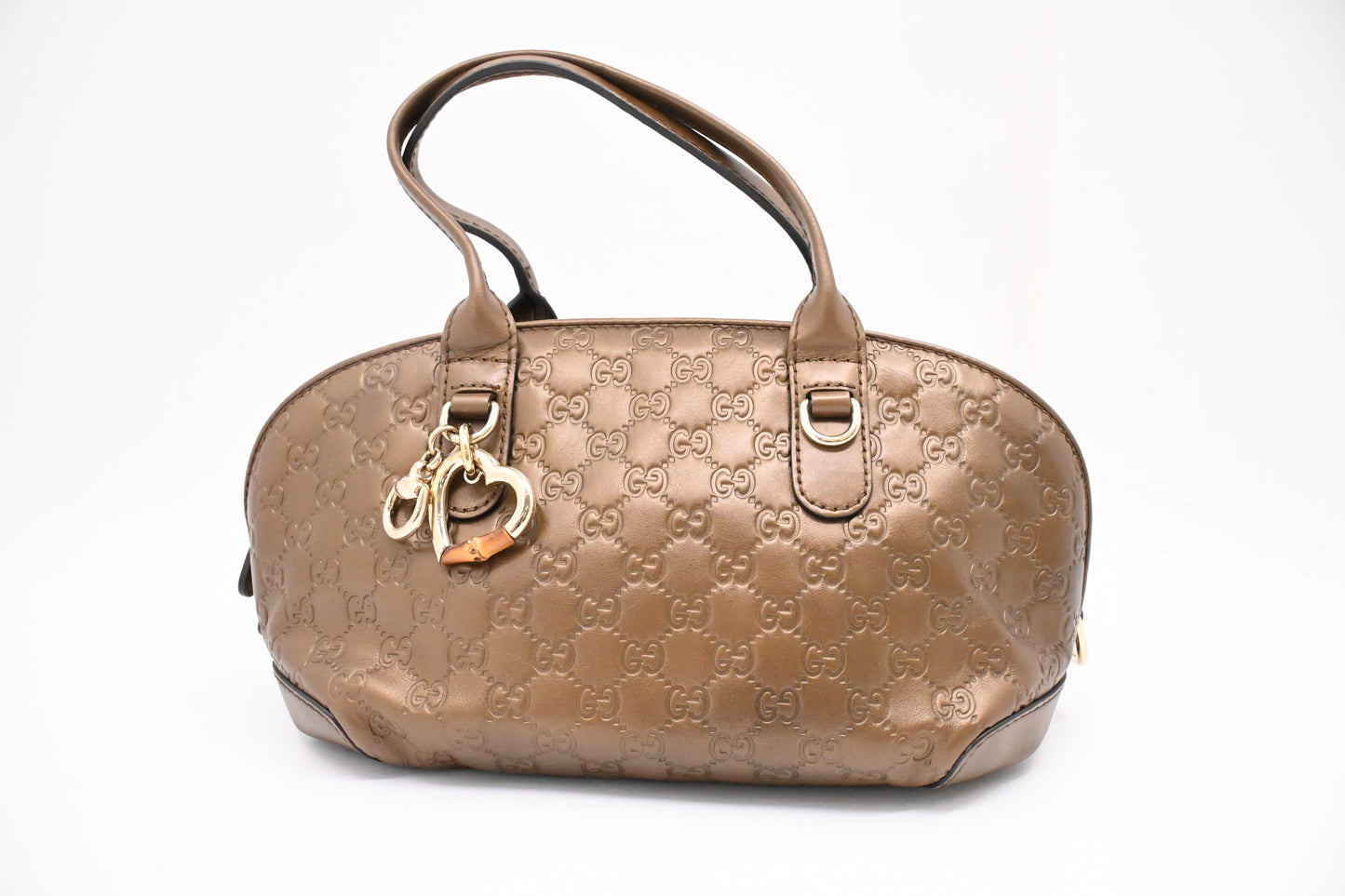 Gucci Heartbit Bag in Metallic Brown Leather