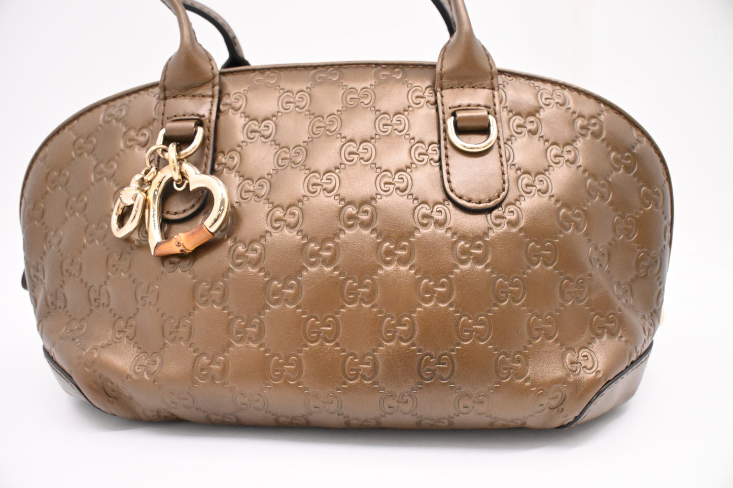 Gucci Heartbit Bag in Metallic Brown Leather