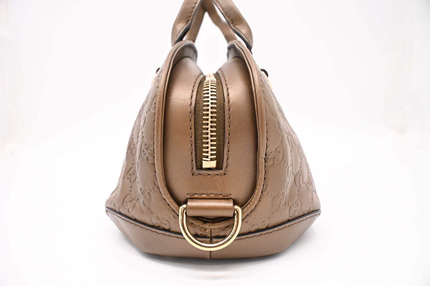 Gucci Heartbit Bag in Metallic Brown Leather