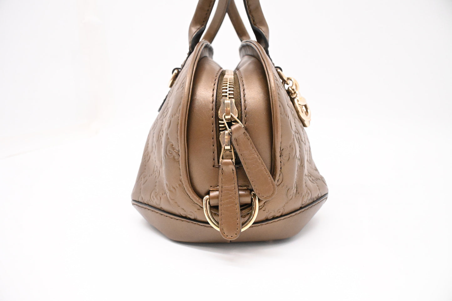 Gucci Heartbit Bag in Metallic Brown Leather