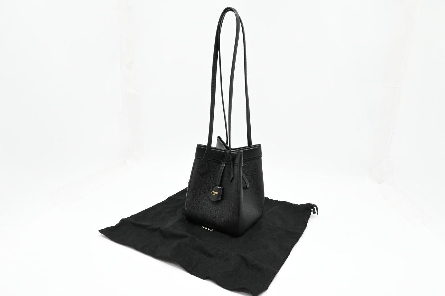 Fendi Mini Origami Shoulder Bag in Black Leather