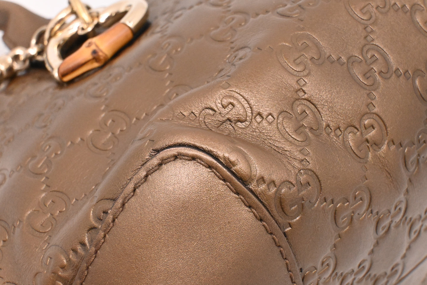 Gucci Heartbit Bag in Metallic Brown Leather
