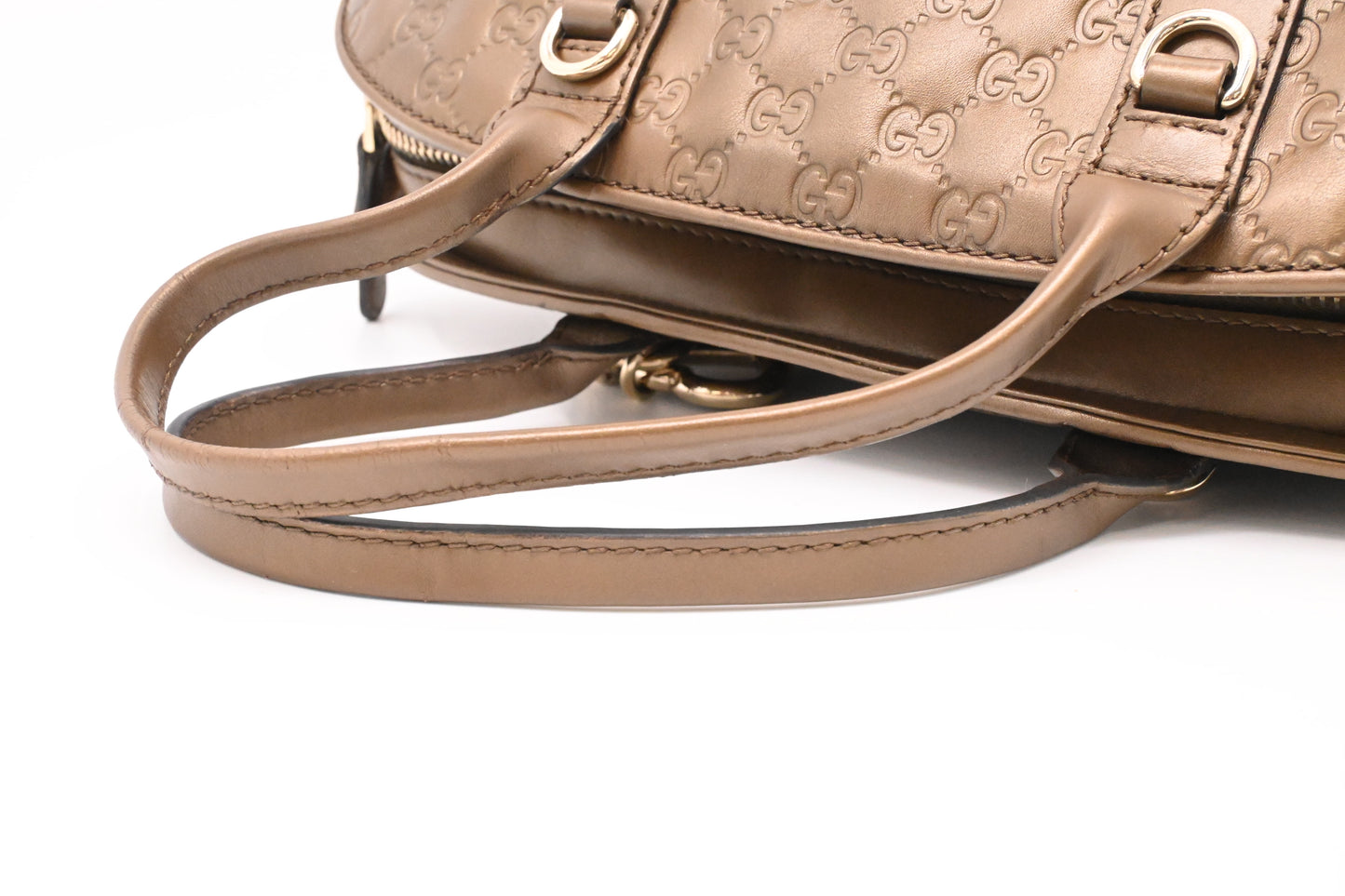Gucci Heartbit Bag in Metallic Brown Leather