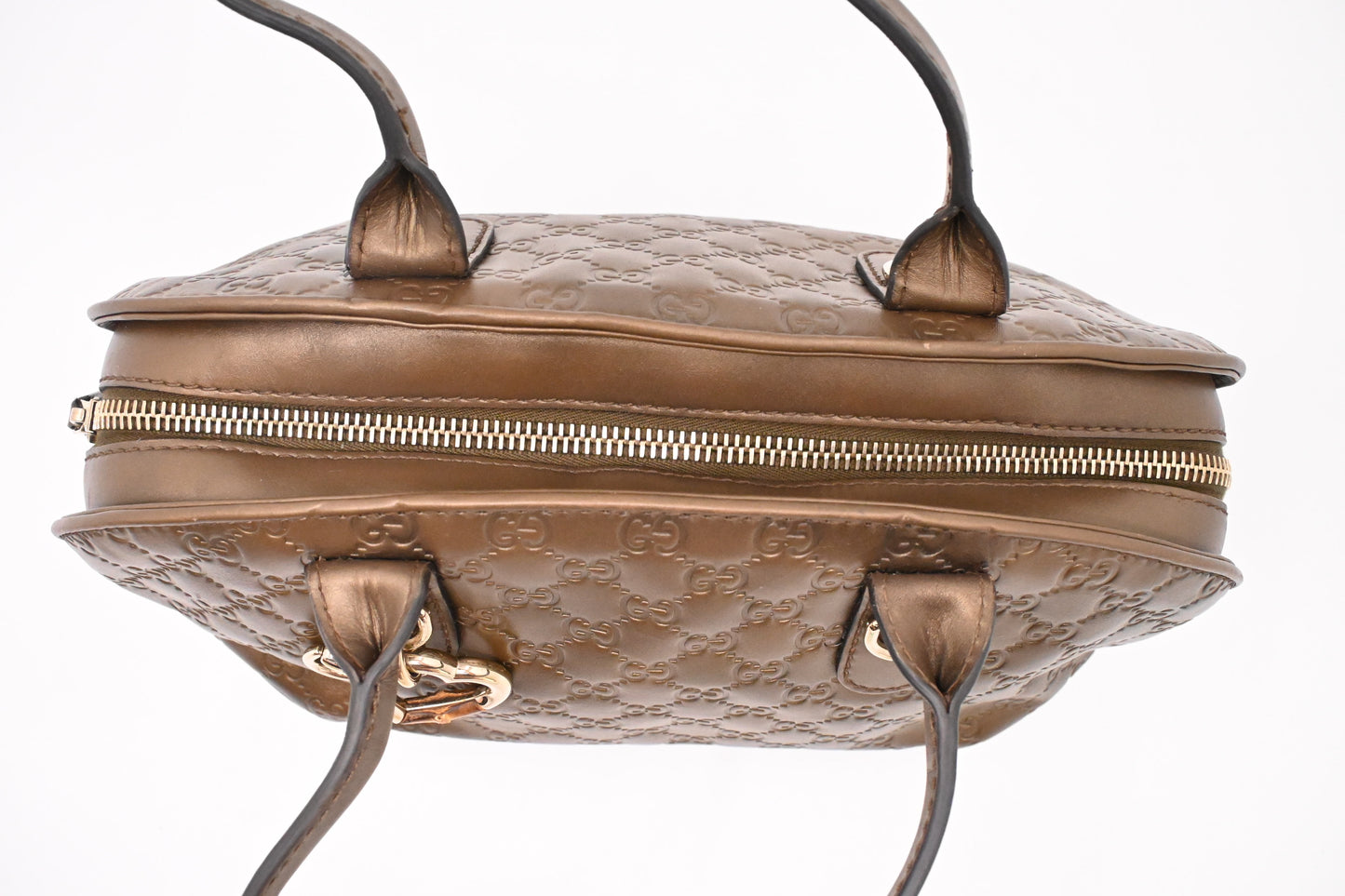 Gucci Heartbit Bag in Metallic Brown Leather