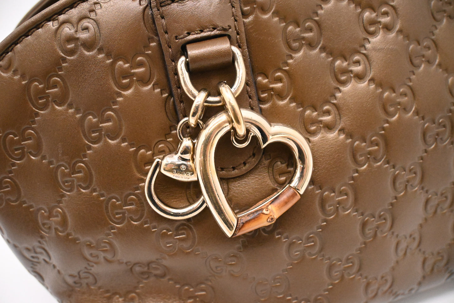 Gucci Heartbit Bag in Metallic Brown Leather