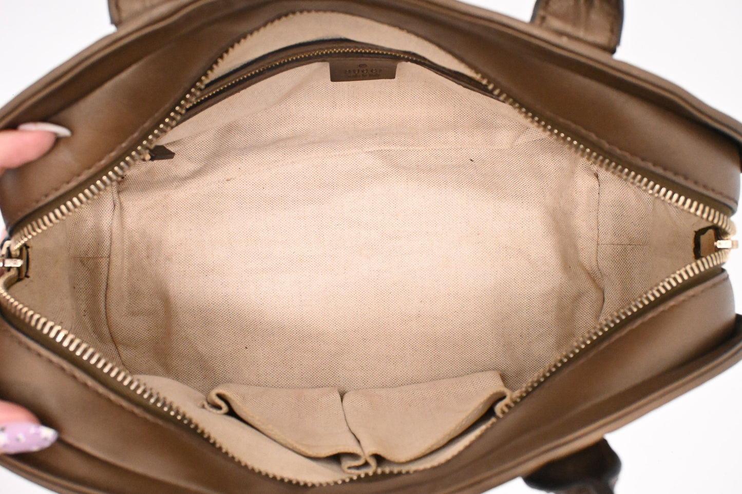 Gucci Heartbit Bag in Metallic Brown Leather