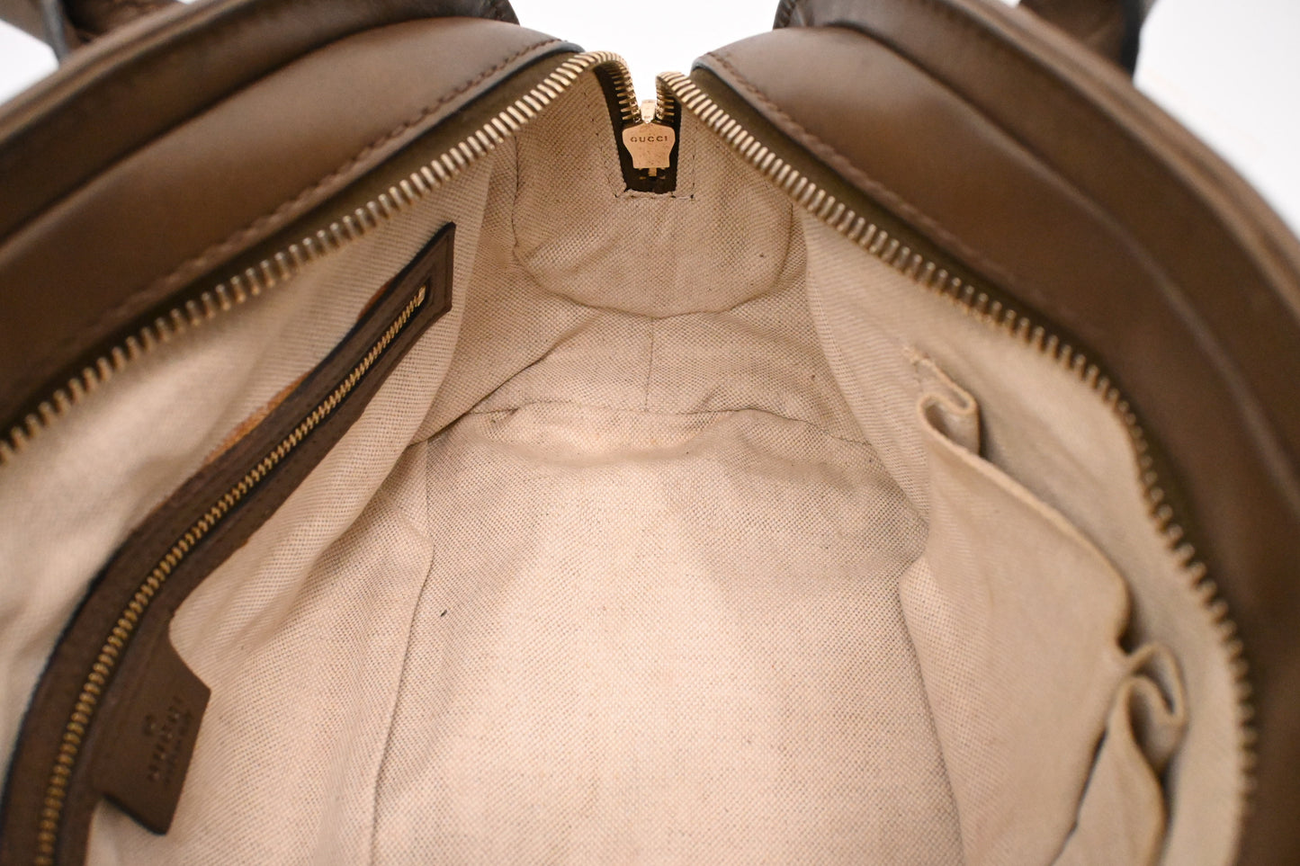 Gucci Heartbit Bag in Metallic Brown Leather