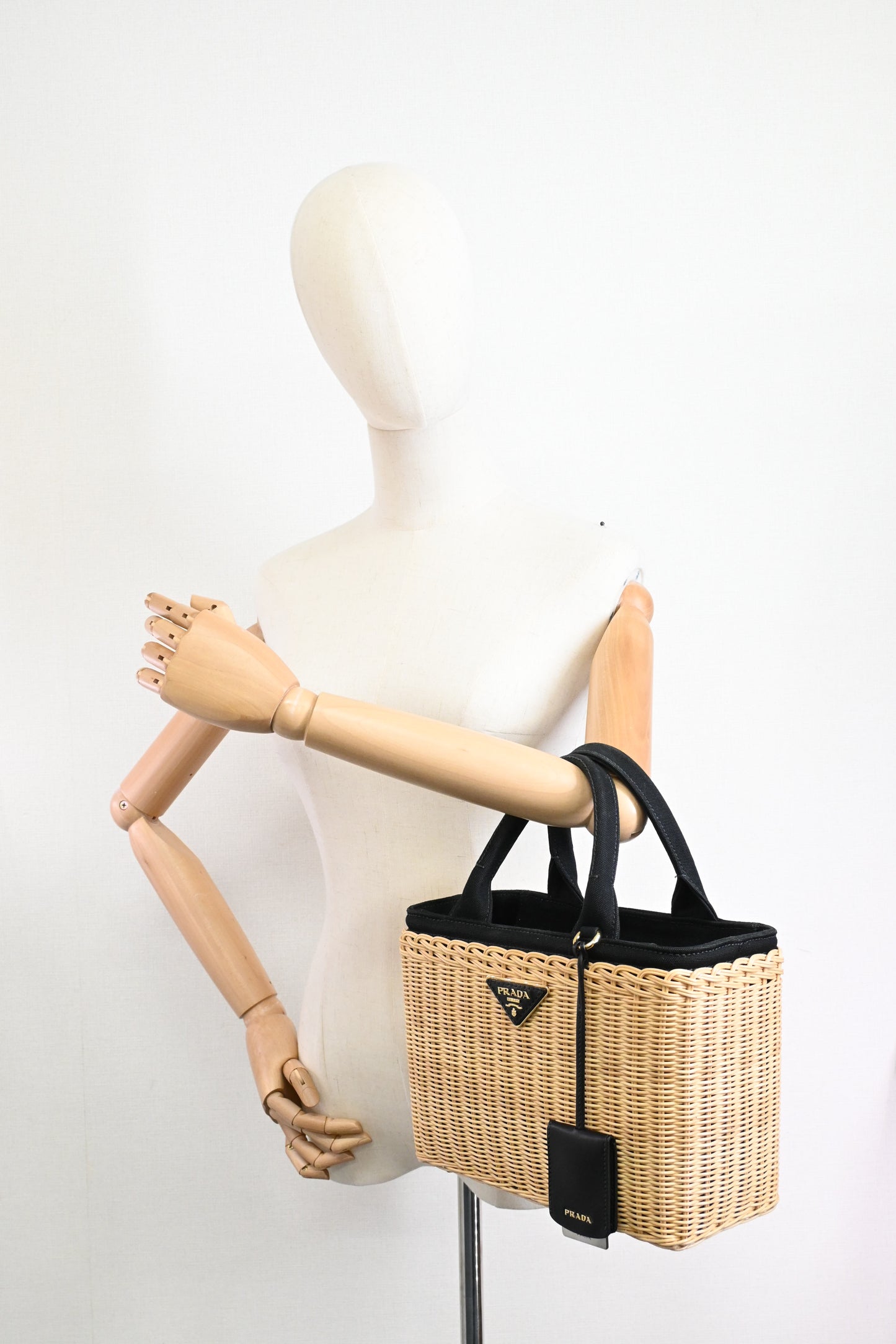 Prada Midollino Canapa Wicker in Black Canvas