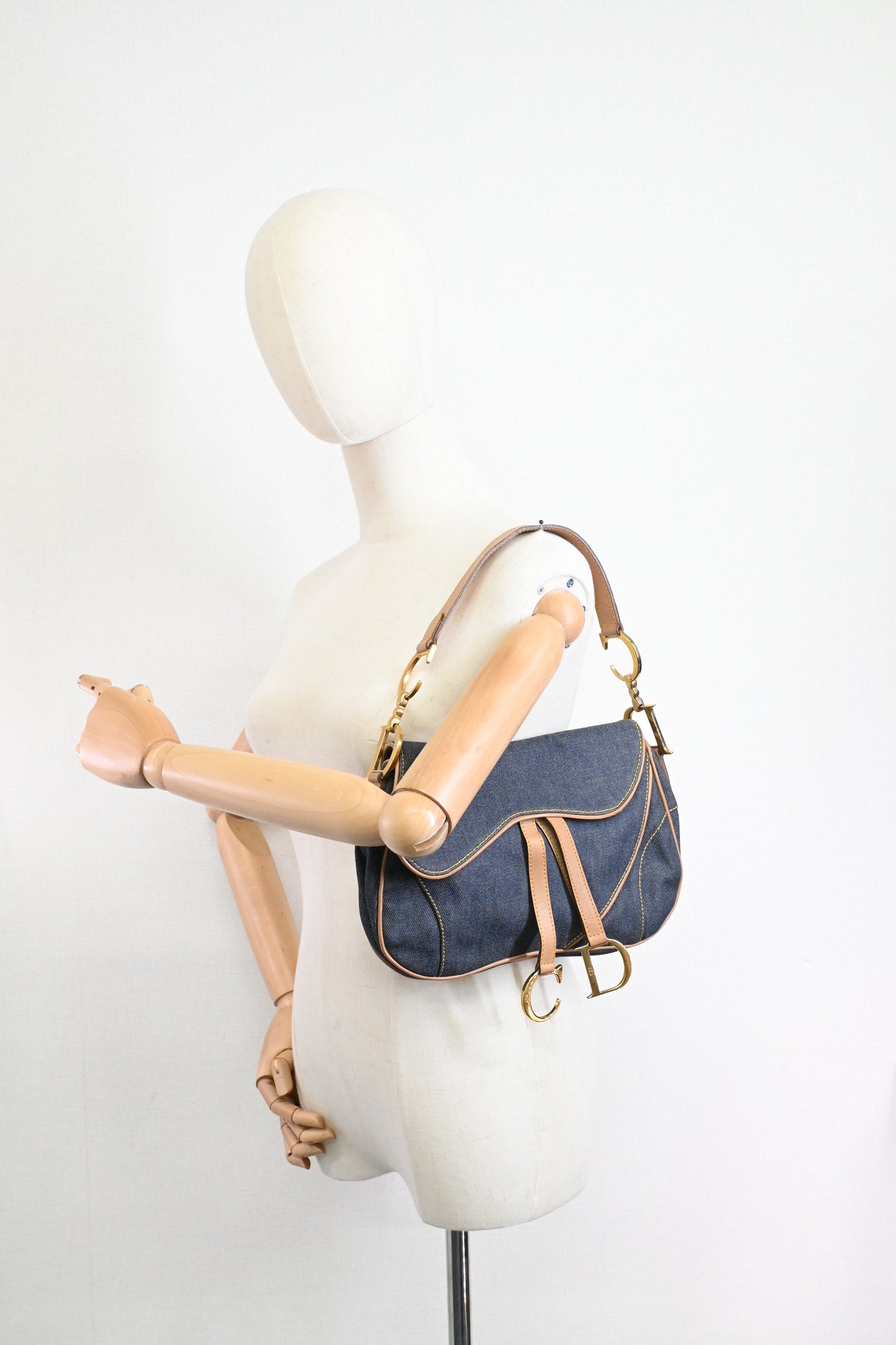 Dior Double Saddle Bag in Blue Denim Canvas