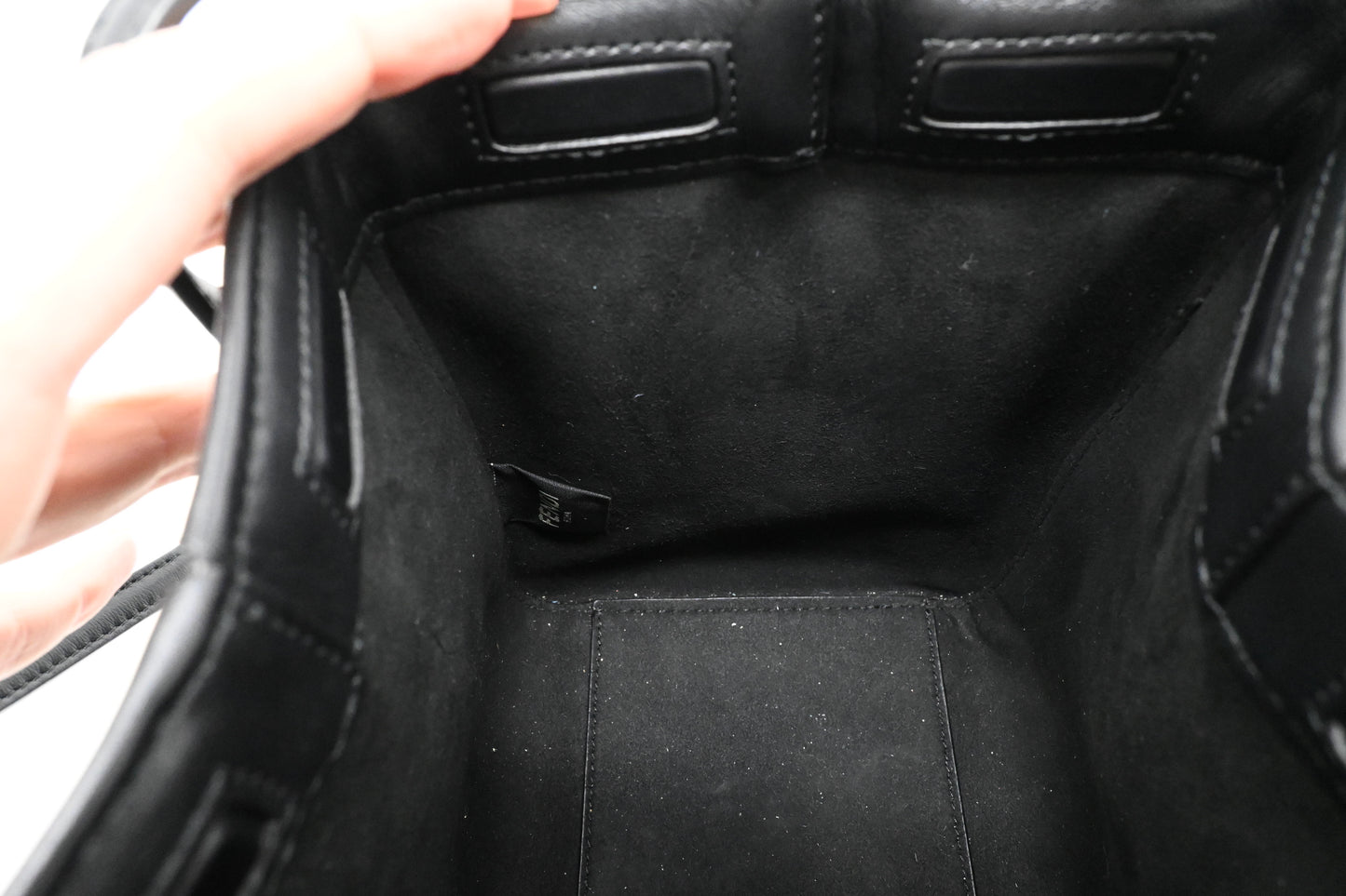 Fendi Mini Origami Shoulder Bag in Black Leather