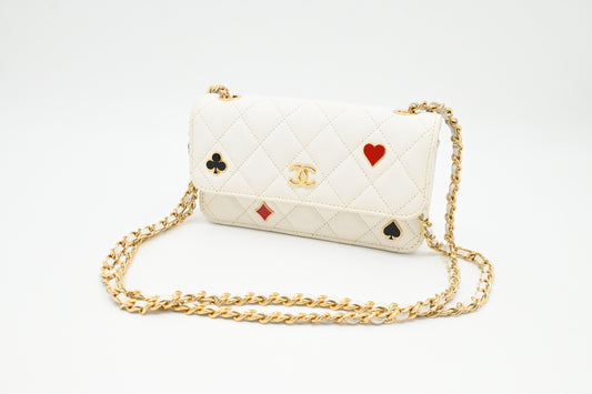 Chanel Small Casino Wallet on Chain in White Caviar Leather