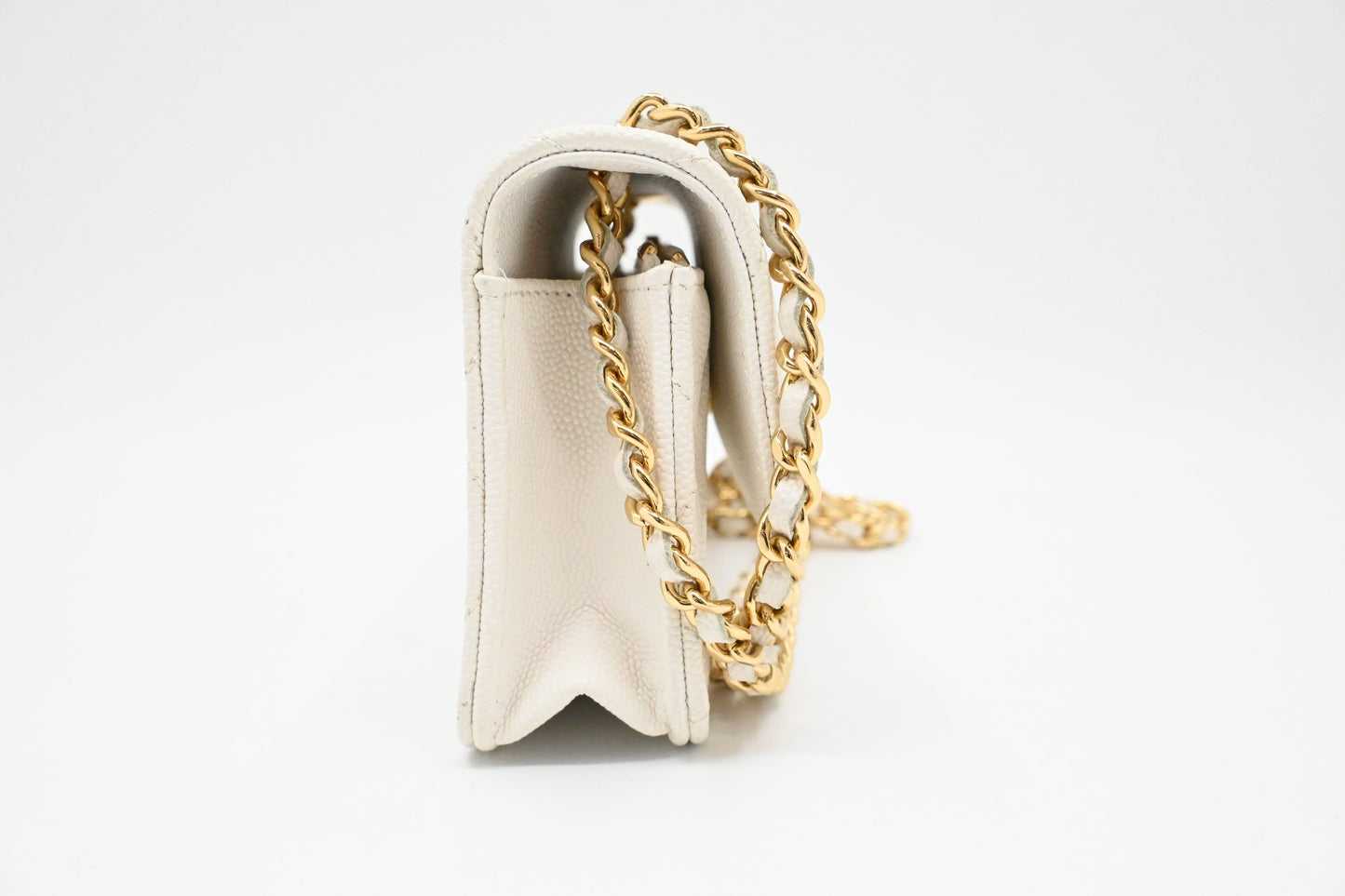 Chanel Small Casino Wallet on Chain in White Caviar Leather