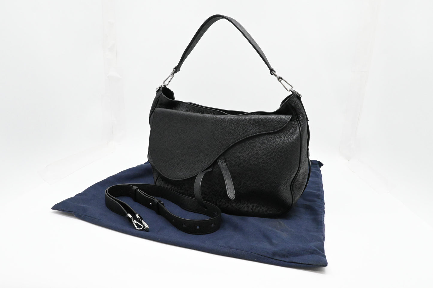 Dior Saddle Messenger Bag in Black Leather