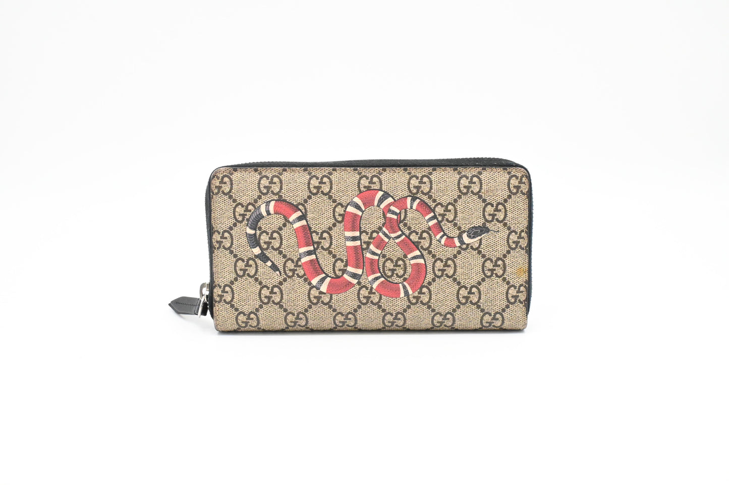 Gucci Zippy Snake Wallet in GG Supreme Canvas