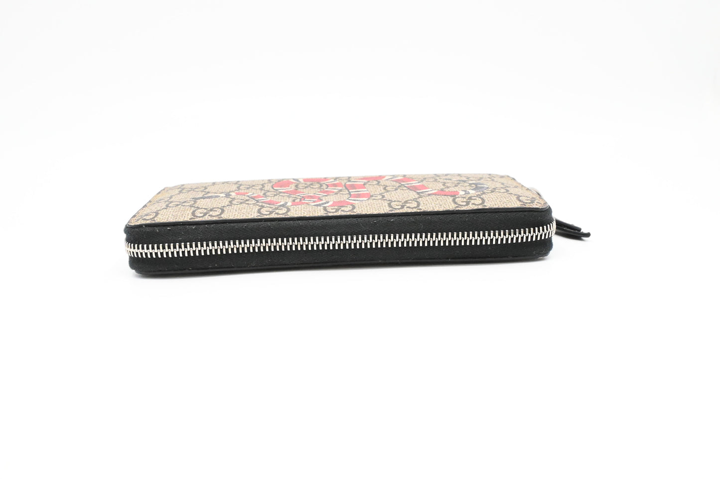 Gucci Zippy Snake Wallet in GG Supreme Canvas