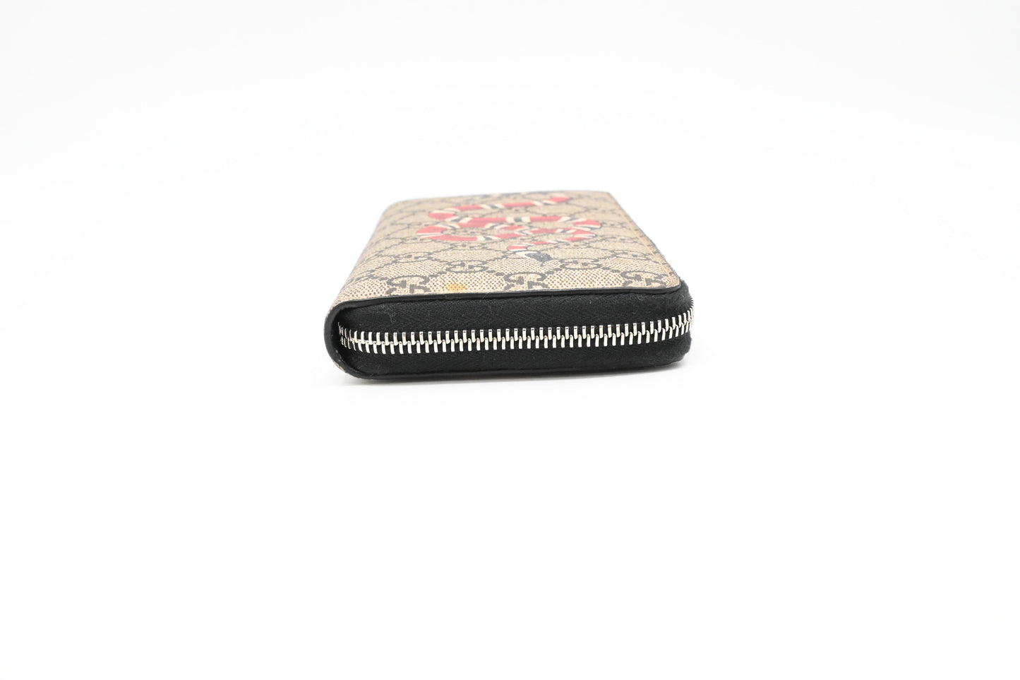 Gucci Zippy Snake Wallet in GG Supreme Canvas