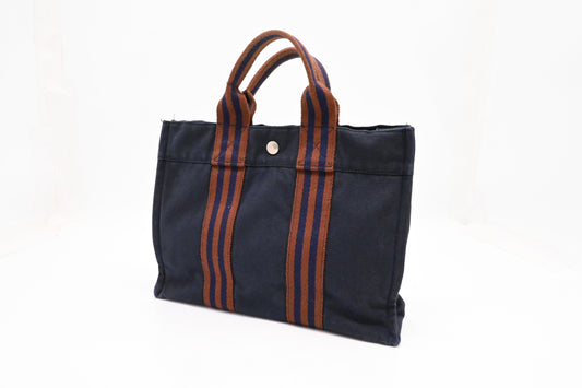 Hermes Fourre-Tout Tote in Navy Blue Canvas