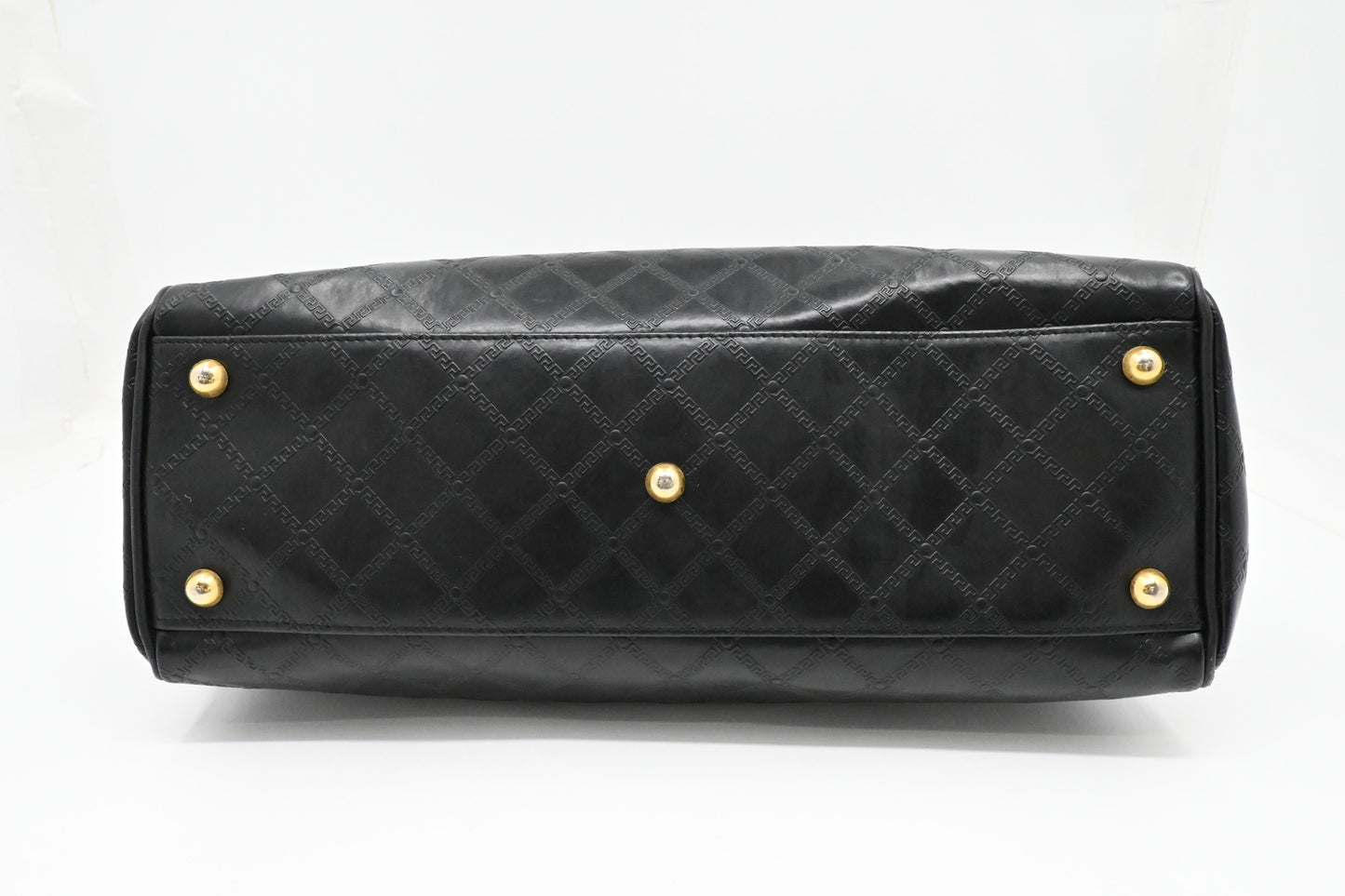 Versace Birkin Style Handbag in Black Leather