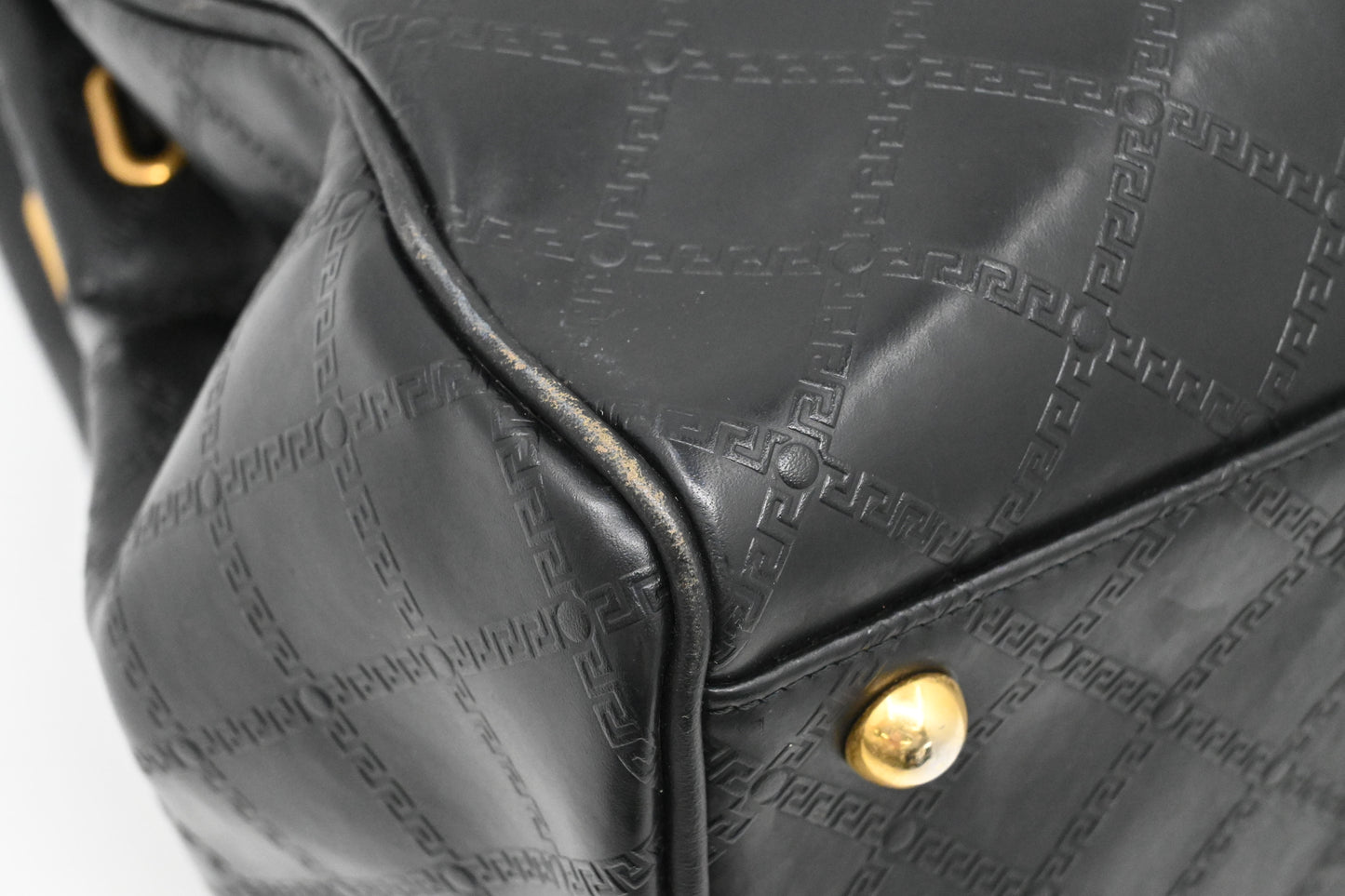 Versace Birkin Style Handbag in Black Leather